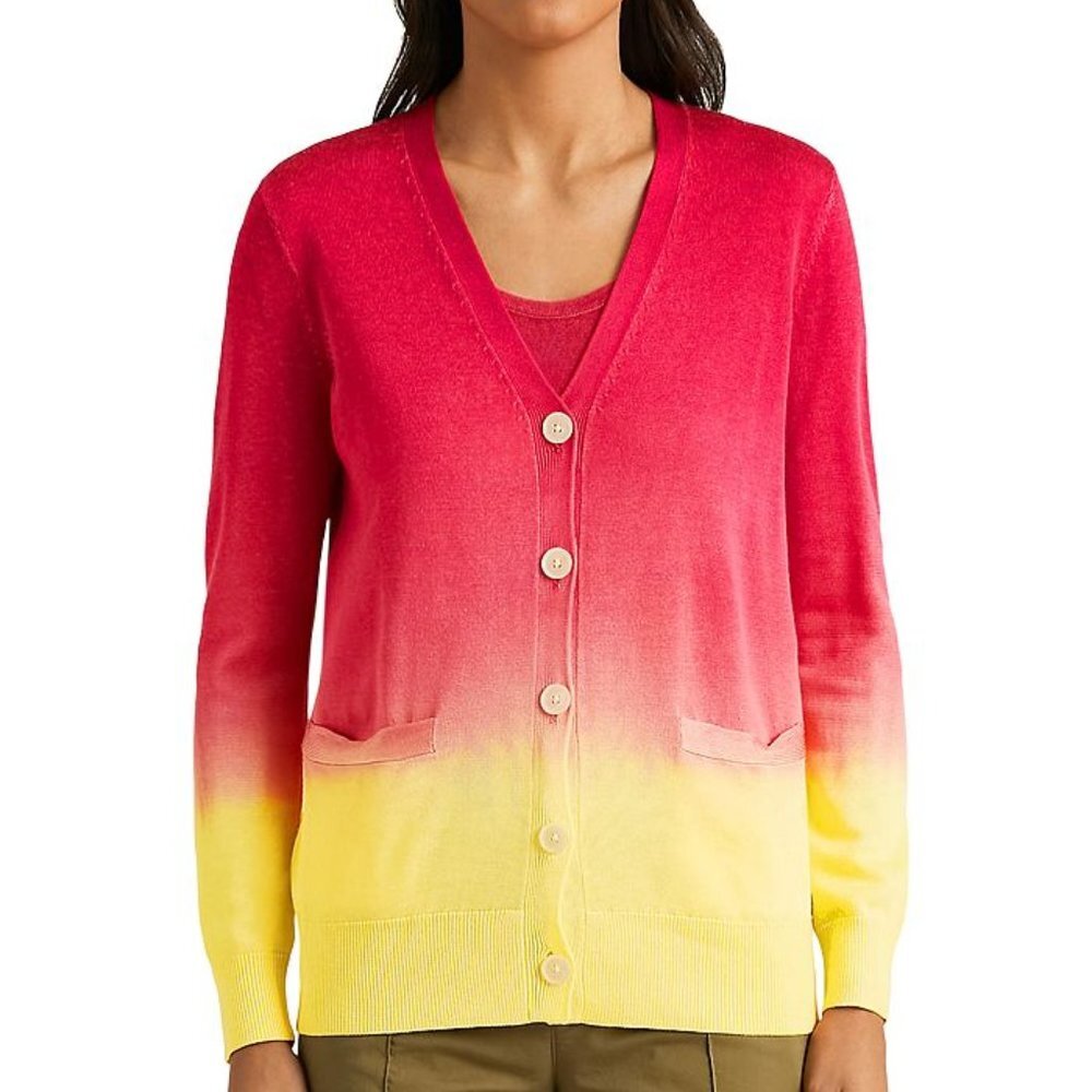 NWT Lauren Ralph Lauren Women's Dip Dyed Ombre Cardigan Sweater XL